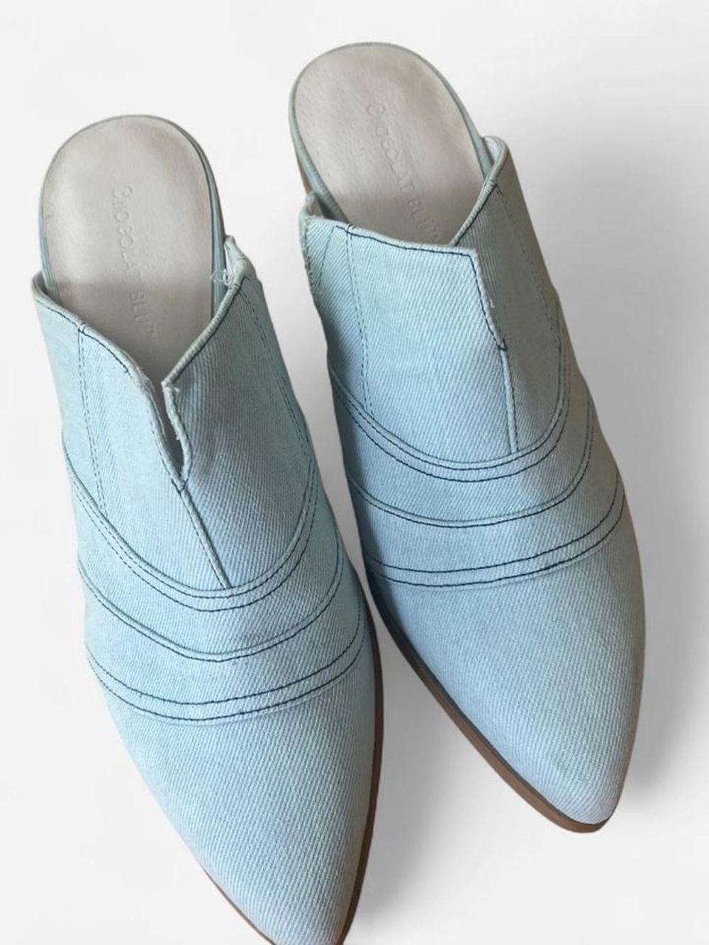 Chocolat Blu Pale Blue Pointed Slip-On Mules